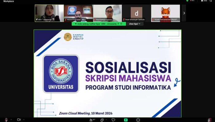 Prodi Informatika UBSI Kampus Pontianak Gelar Sosialisasi Daring Persiapan Skripsi Mahasiswa