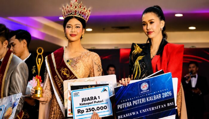 Kanaya Gadis Miracle Raih Mahkota Putri Kalbar 2026, Universitas BSI Dukung Hadiah Utama